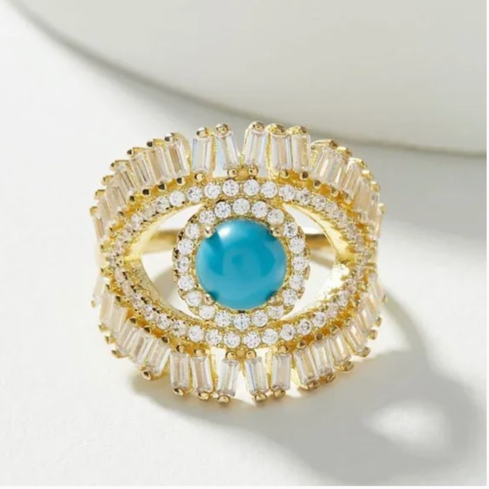 ⭐️ Spirit Eye Statement Baguette Boho Peasant Hipster Hippie Art Cat Classy Ring